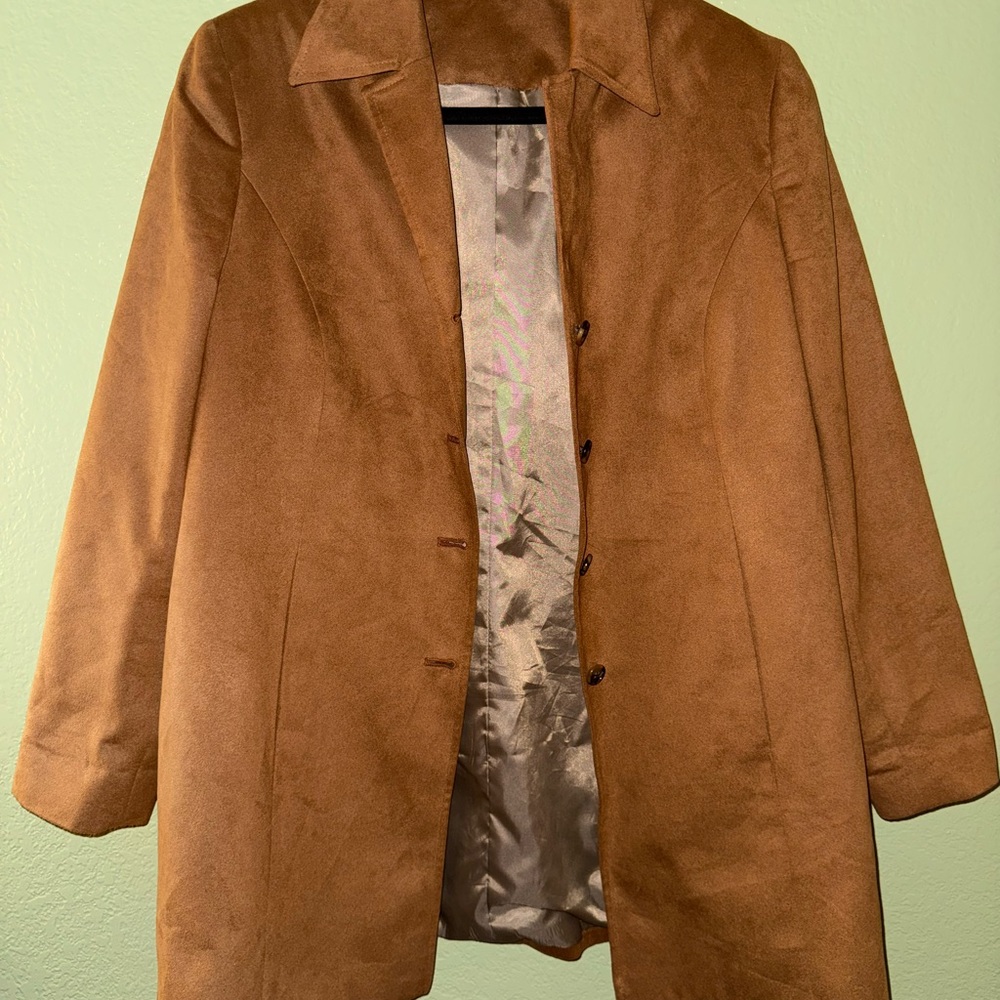 Norm Thompson Brown Trench Coat with Suede Finish